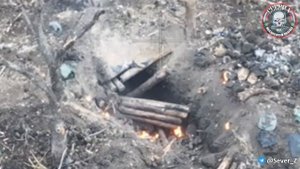 Уничтожение блиндажа ВСУ с помощью дрона
