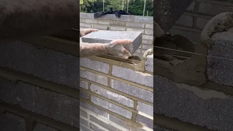 Кладка блока на раствор/Строительство #construction #строительство #diy