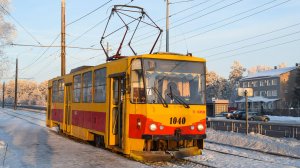 Трамвай Tatra T6B5SU-1040. Покатушки по Барнаулу. Спуск с Горы.