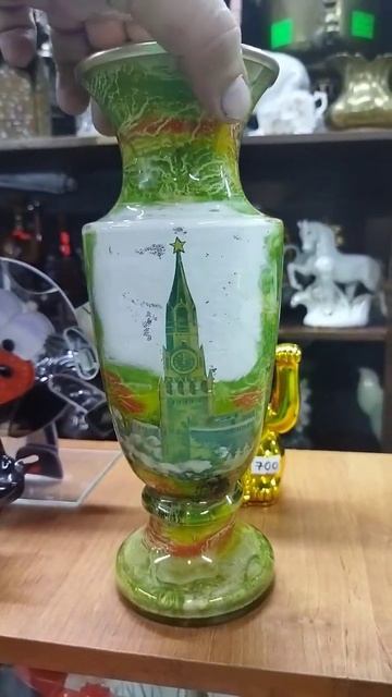 Винтажная стеклянная ваза 1950е года СССР "Кремль", агитация. #комиссионка #антиквариат #винтаж смотреть онлайн