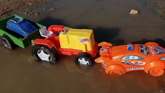 Mini sports car pulling the tractor and trolley stuck in water 2023 | @kidzcrazze-kr2hj смотреть онлайн
