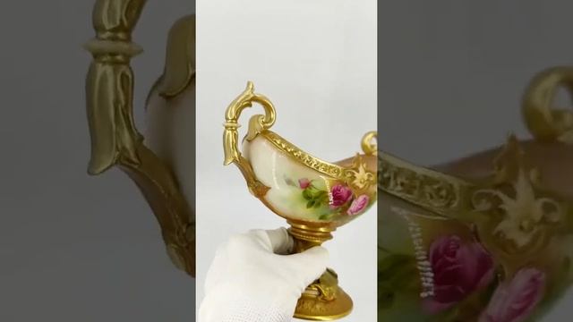 Невероятно красивая, старинная ваза на пьедестале, мануфактура "Royal Worcester", Англия, 1914 год. смотреть онлайн