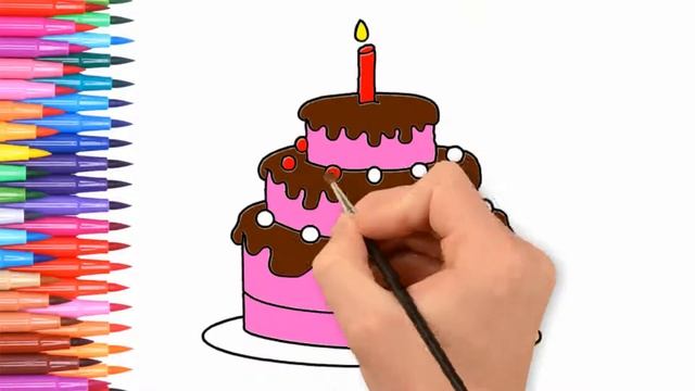 Glitter Birthday Cake gift coloring and drawing for Kids,Toddlers | emu art gallery смотреть онлайн