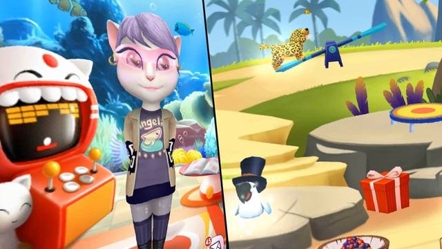 Говорящая Анджела в гостях у Говорящего Хенка. Talking Tom And Friends