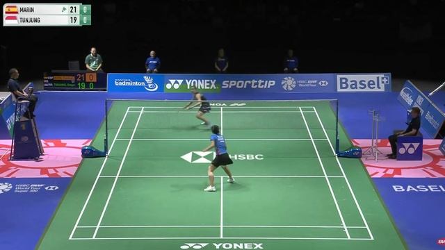 Berkelas! Jorji buat Carolina Marin tiduran terus di lantai pada final Swiss Open 2024