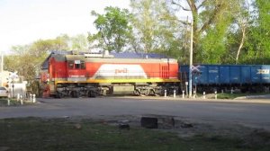 Маневровый тепловоз ТЭМ18ДМ-1296 со сборным грузовым составом