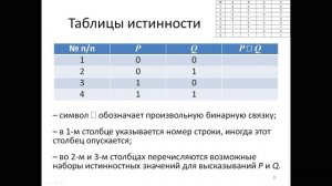 Логика высказываний. Таблица истинности. Формула.