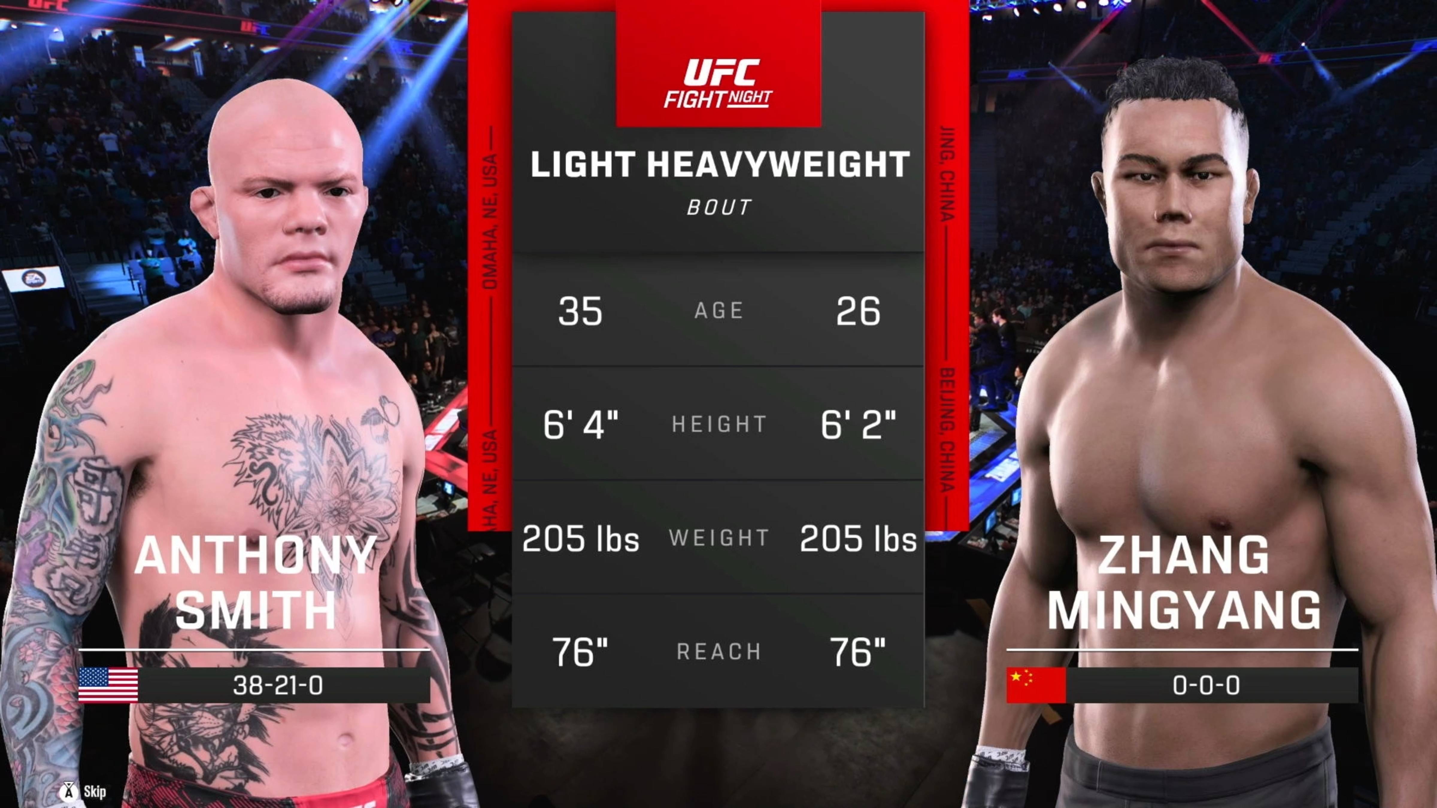 Энтони Смит VS Жанг Мингианг смотреть онлайн