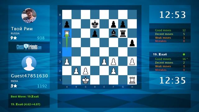 Chess Game Analysis: Guest47851630 - Твой Рим, 1-0 (By ChessFriends.com) смотреть онлайн