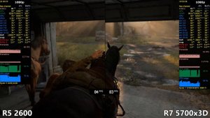Ryzen 5 2600 vs Ryzen 7 5700x3D in The Last of Us Part 2 Remastered | RTX 3080 Ti [ 1080p, 720p ]
