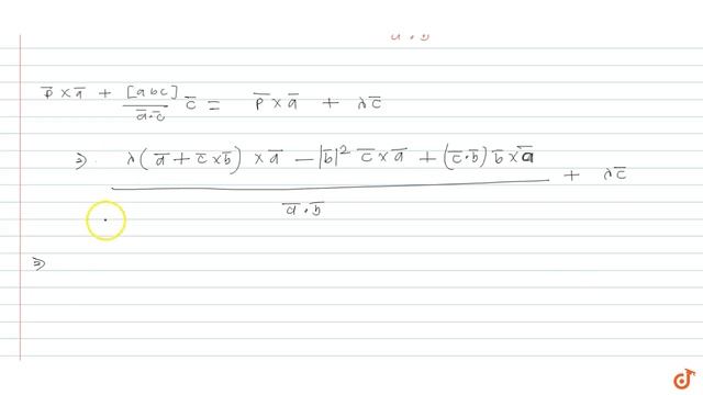 Solve the following equation for the vector  `vec p;vec р xx vec а +(vec p.vec b)vec с-vec