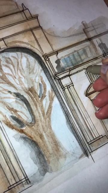 Процесс скетчинга архитектуры🌆 Дворец земледельцев, Казань. Inst: amsv_art смотреть онлайн