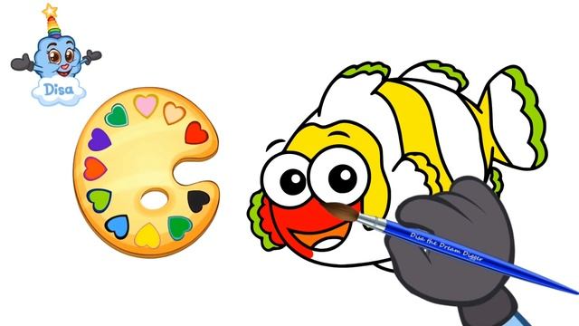 Coloring a goldfish for kids - Learn Colors