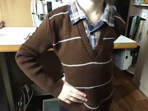 Джемпер с имитацией рубашки.