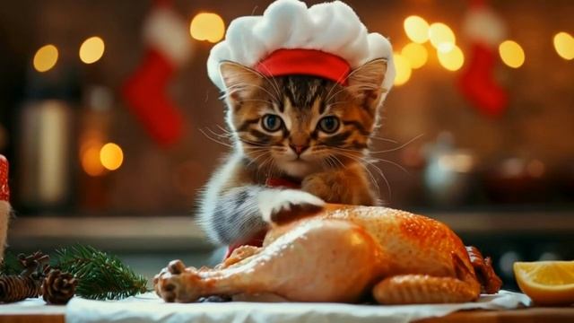 Cute kittens cook and eat for Christmas Cult of Kittens