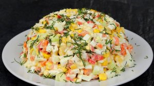 БЫСТРЫЙ Салат с Крабовыми Палочками "Классический" - Вкусный Салат с крабовыми палочками на СТОЛ