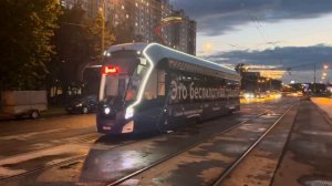 Беспилотный трамвай 71-911ЕМ "Львёнок-М" №30630 проходит испытание на 10 маршруте.