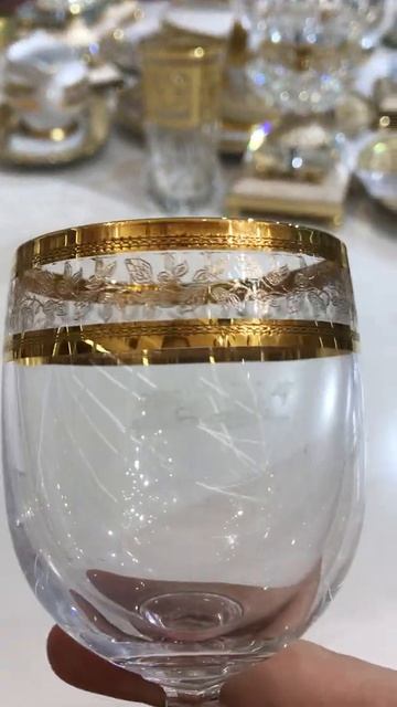 Набор бокалов для вина золотой лист Crystalite Bohemia Mirel 170  мл(6 шт) (Арт. 24548) Богемика