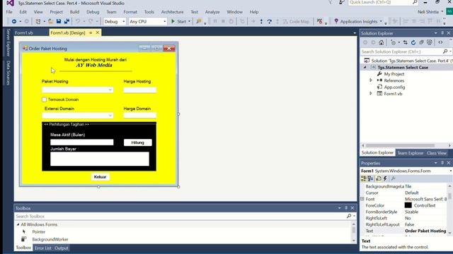 Program Order Paket Hosting,, (Statemen Select Case)