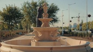 Монтаж фонтана из стеклокомпозита