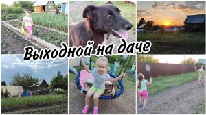 Выходной на даче. Аделина помогает по хозяйствуТеперь есть качелька Первые ягодки