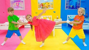 Влад и Ники. Секретная трехцветная комната челлендж для детей!