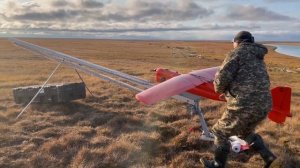 Заповедник "Медвежьи острова". Запуск БПЛА "Орлан-10" для проведения авиаучета белых медведей".