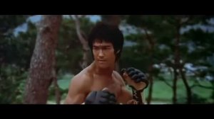 Бой Брюс Ли на тренировке  в монастыре в начале фильма Остров дракона