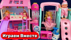 Куклы Барби ! Распаковка домика принцессы с горкой – 11 минут успокаивающего ASMR для детей 👑✨