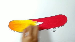 Cara menggambar skateboard || Menggambar dan mewarnai alat olahraga