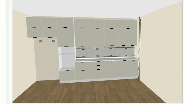 Кухня Евро с верхними фасадами в два уровня смотреть онлайн