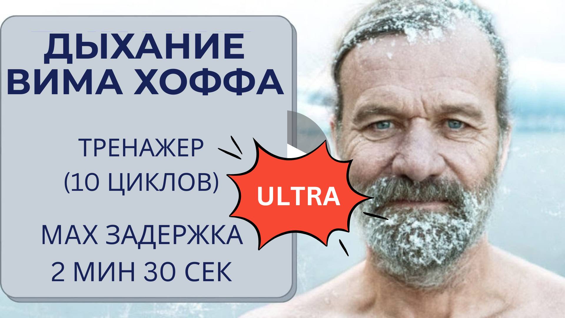 Дыхание Вима Хофа. Ультра-интенсивный онлайн-тренажер 10 циклов. Максимальная задержка  2 мин 30 сек