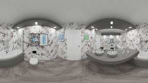Керамогранит Primavera Тайшань TP66M14 в интерьере. Визуализация в ванной комнате. Панорама 360.
