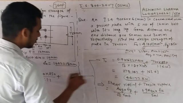 DSMS(Lecture-20)- Tension Member Numerical based on LSM @Ashwini Sharma