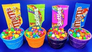 Мультики для детей Смешивание цветных конфет в радужном мороженом и MMS | Нарезка цветных продуктов