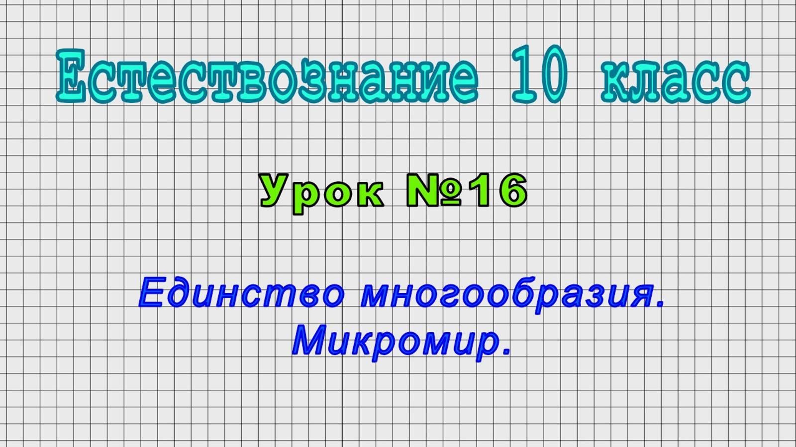 Естествознание 10 класс (Урок№16 - Единство многообразия. Микромир.)