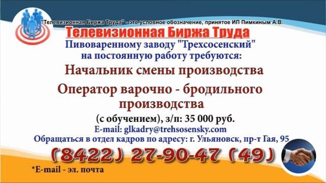 07 09 20 РАБОТА В УЛЬЯНОВСКЕ Телевизионная Биржа Труда 3 смотреть онлайн