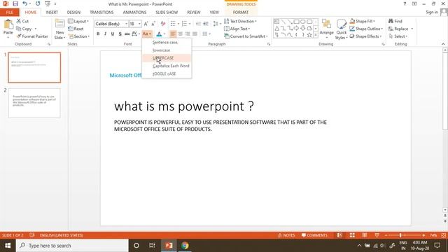 How to Change Case of Text & Convert to capital or small Letters in MS PowerPoint ? (SESSION 8). смотреть онлайн