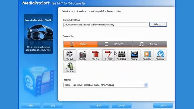 MediaProSoft Free MP4 to AVI Converter demonstration