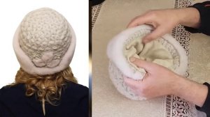 Шапка "Снежинка М" из трикотажа отделанная мехом норки