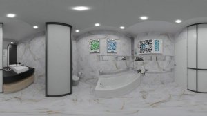 Керамогранит Primavera Цанта TP66M12 в интерьере. Визуализация в ванной комнате. Панорама 360.