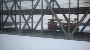 Электропоезд ЭД9М-0154. Покатушки от моста через Обь до Присягино. Ремонт моста.