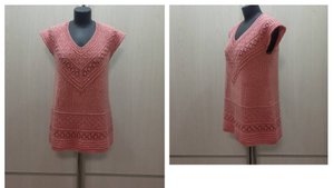 Пудровая туника из пряжи Alize superlana klasik. Продолжение.