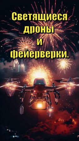 Светящиеся дроны и фейерверки.