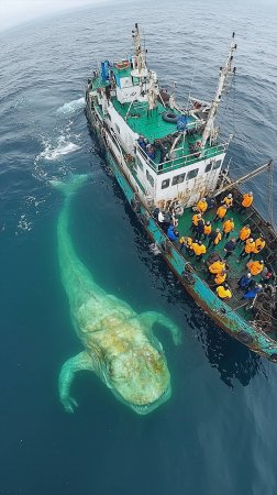 Встреча с Мегамариусом - гигантским морским существом с длинным хвостом и массивным телом