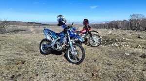 Урочище "Журавка", открытие мотосезона).  Yamaha WR250R + Kawasaki KL250 Super Sherpa