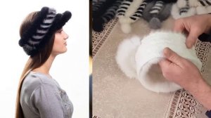 Повязка на голову "Козырёк" из меха вязаной норки