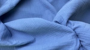 Муслин джинсового  цвета однотонная жатая 14249