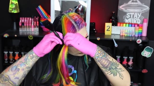 DYEING HALF OF MY HAIR BLACK! SPLIT DYE RAINBOW & BLACK🌈🖤