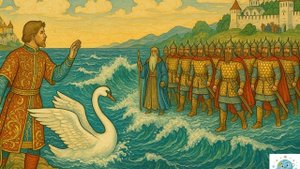 Князь Гвидон и витязи. Отрывок из "Сказки о царе Салтане". А.С.Пушкина